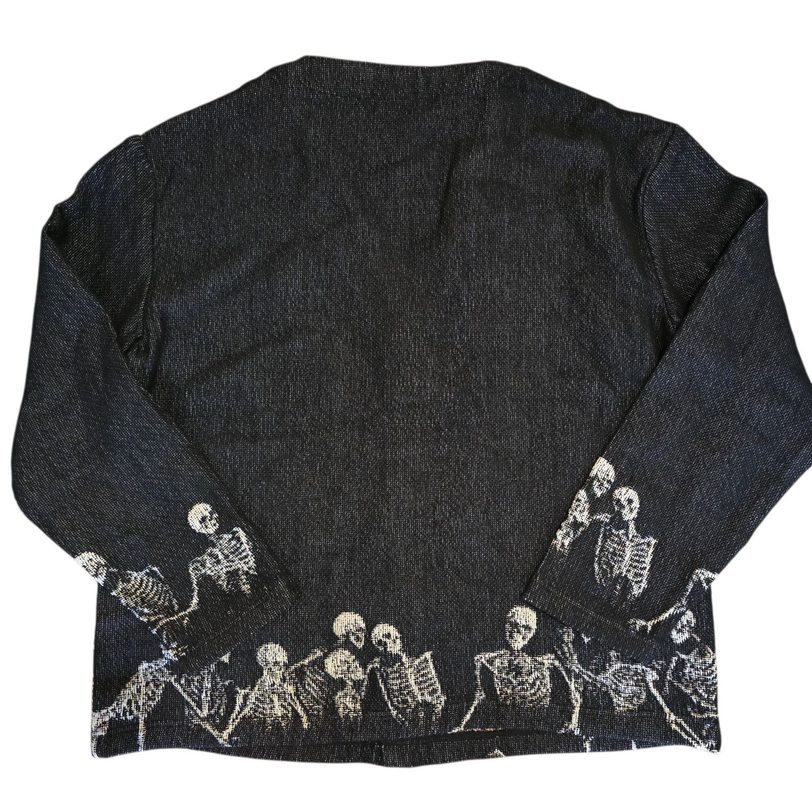 Funeral Apparel Family Ties Tapestry Oversized Skeleton Print Button Cardigan M — image 2 of 5